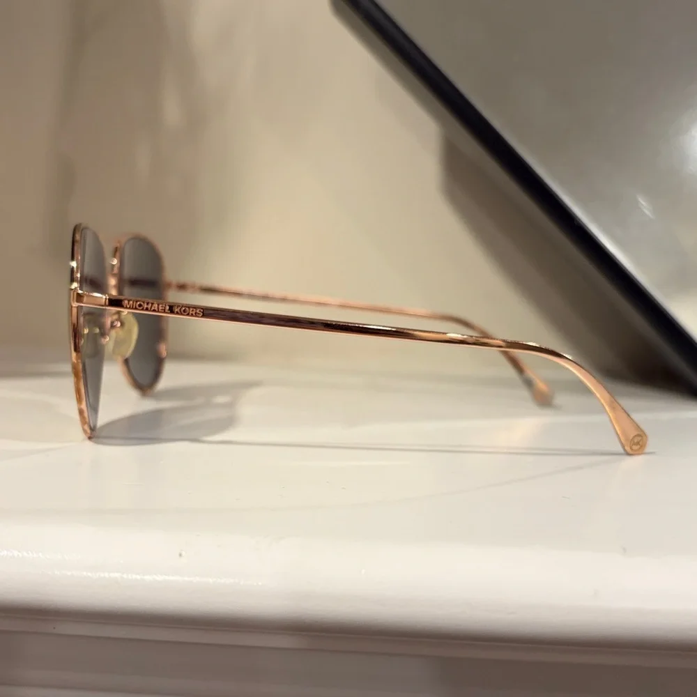 Michael Kors Rose Gold Kona Aviator Sunglasses (MK1089) designer lux luxury - Picture 3 of 7